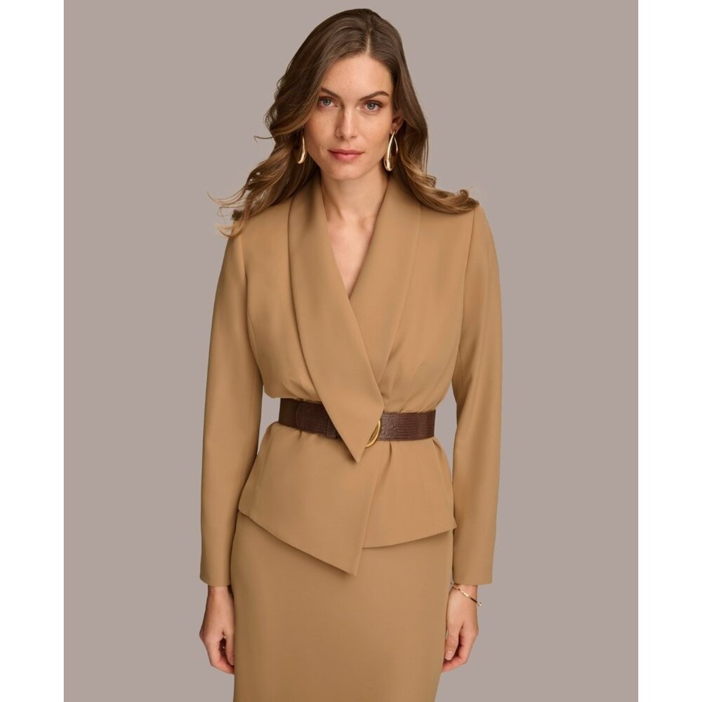 Donna Karan Women s Belted Blazer Dark Beige Size 2 MSRP $179
